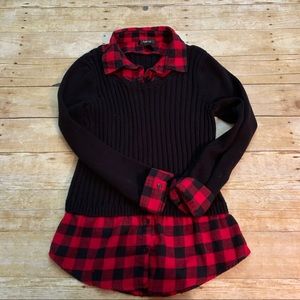 Style & Co. Black and Red V-Neck Sweater